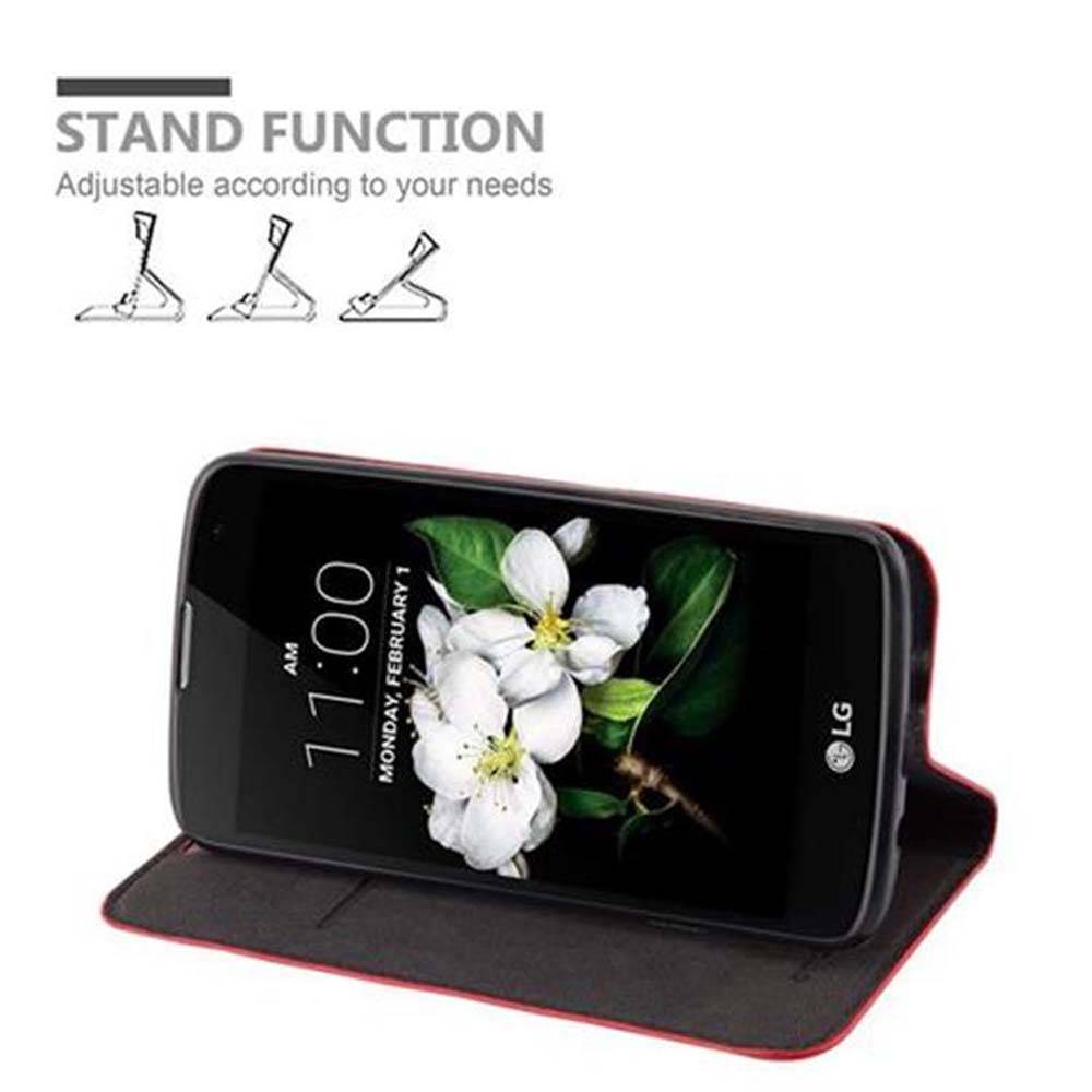 Cadorabo Hülle für LG K7 2017 Schutz Hülle in Rot Handyhülle Etui Case Cover Magnetverschluss