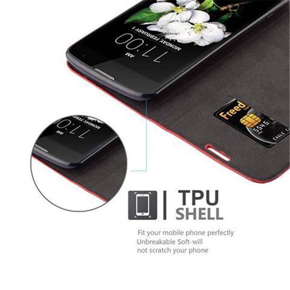 Cadorabo Hülle für LG K7 2017 Schutz Hülle in Rot Handyhülle Etui Case Cover Magnetverschluss
