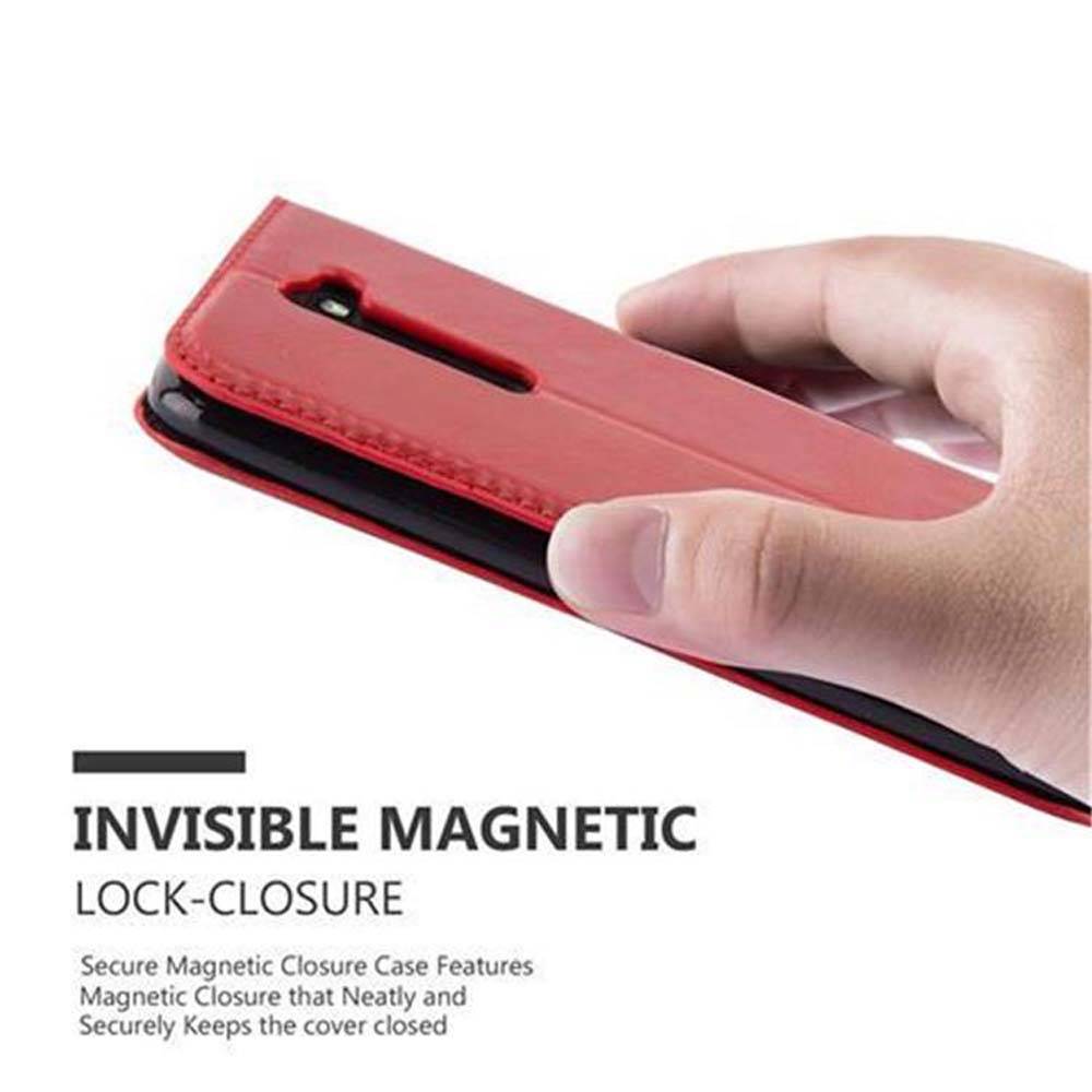 Cadorabo Hülle für LG K7 2017 Schutz Hülle in Rot Handyhülle Etui Case Cover Magnetverschluss