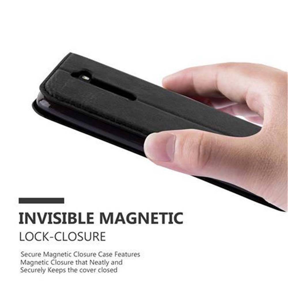 Cadorabo Hülle für LG K7 2017 Schutz Hülle in Schwarz Handyhülle Etui Case Cover Magnetverschluss