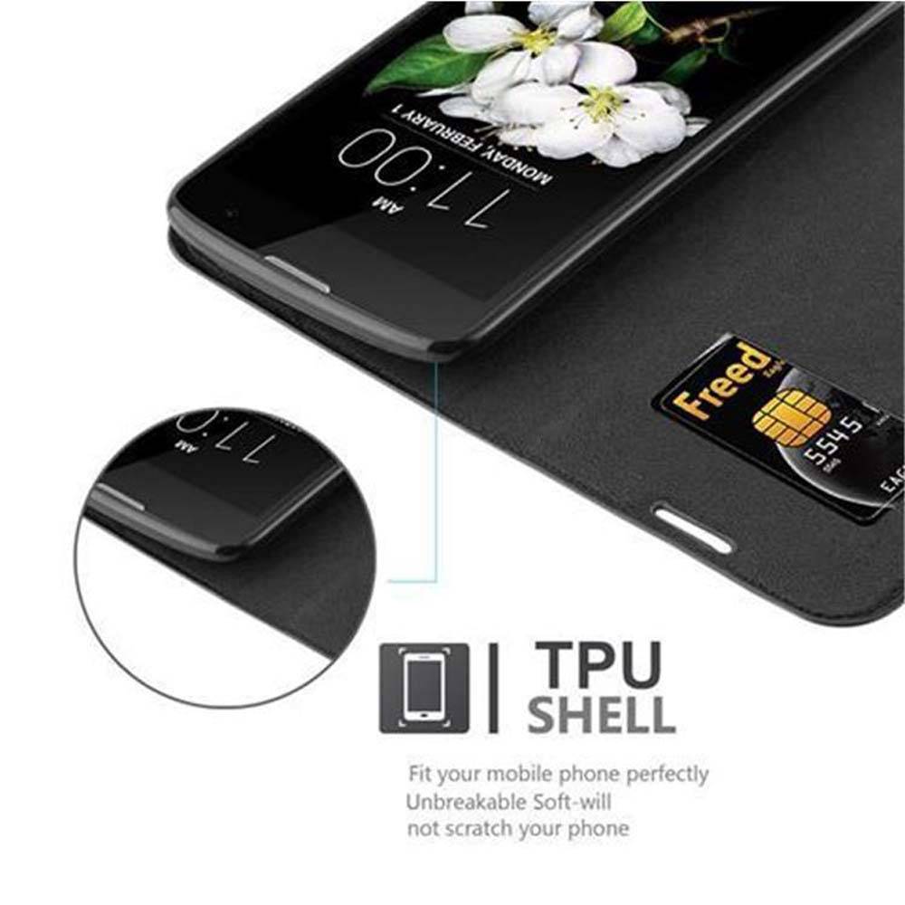 Cadorabo Hülle für LG K7 2017 Schutz Hülle in Schwarz Handyhülle Etui Case Cover Magnetverschluss