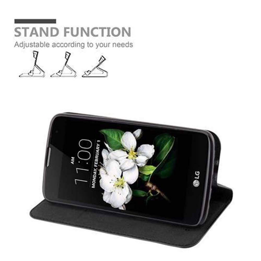 Cadorabo Hülle für LG K7 2017 Schutz Hülle in Schwarz Handyhülle Etui Case Cover Magnetverschluss