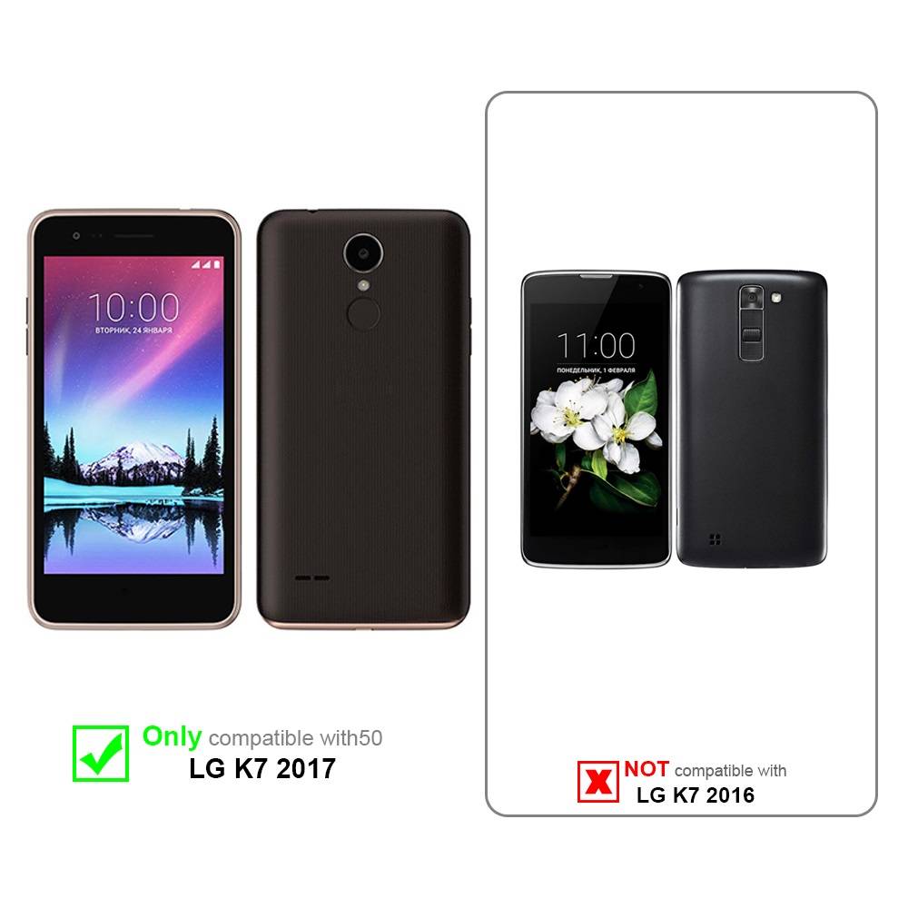 Cadorabo Hülle für LG K7 2017 Schutz Hülle in Schwarz Handyhülle Etui Case Cover Magnetverschluss