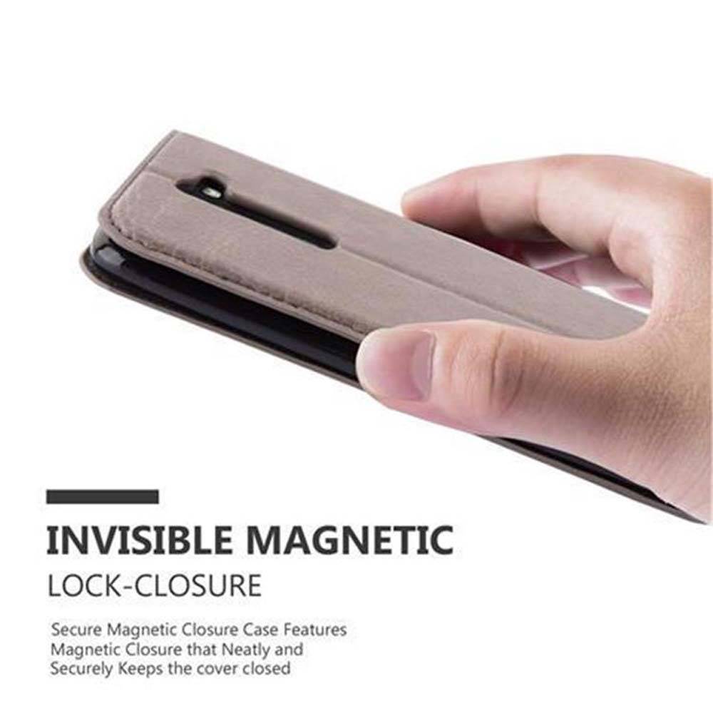 Cadorabo Hülle für LG K7 2017 Schutz Hülle in Braun Handyhülle Etui Case Cover Magnetverschluss