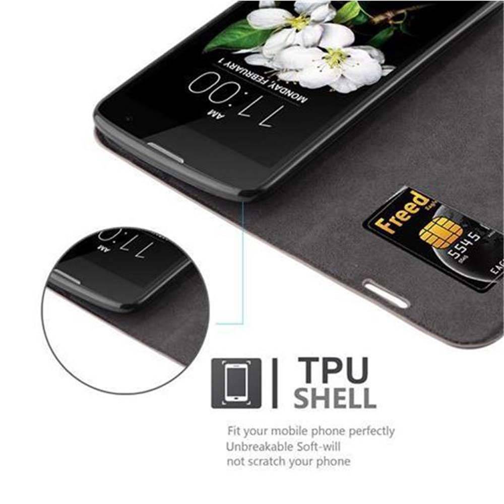 Cadorabo Hülle für LG K7 2017 Schutz Hülle in Braun Handyhülle Etui Case Cover Magnetverschluss