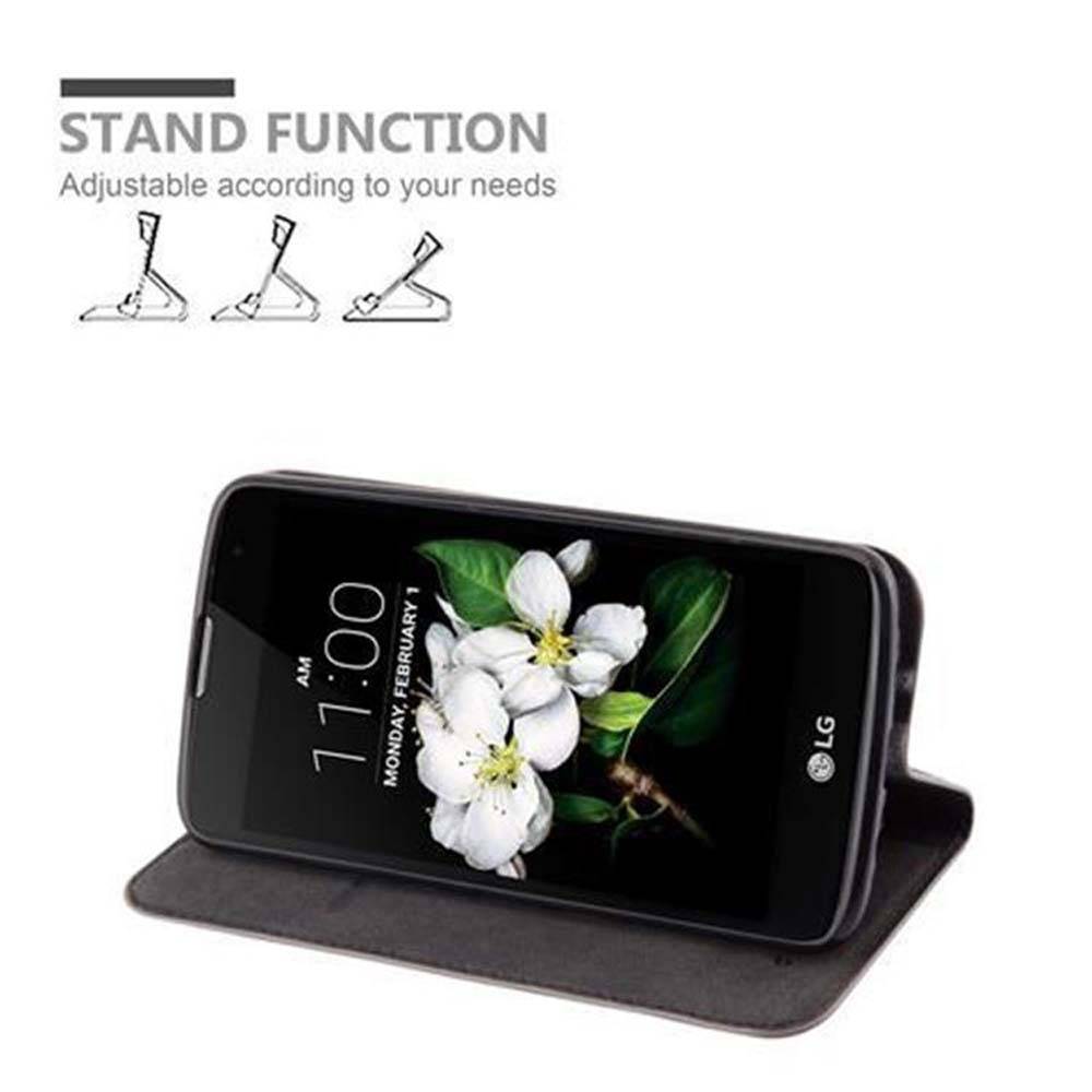 Cadorabo Hülle für LG K7 2017 Schutz Hülle in Braun Handyhülle Etui Case Cover Magnetverschluss