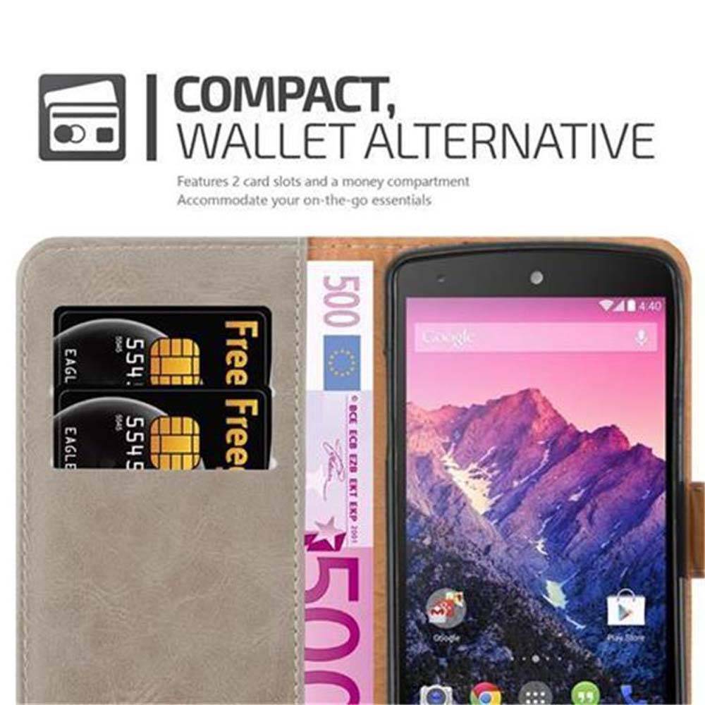 Cadorabo Hülle für LG Google NEXUS 5 Schutzhülle in Braun Handyhülle Book Tasche Case Etui Luxury