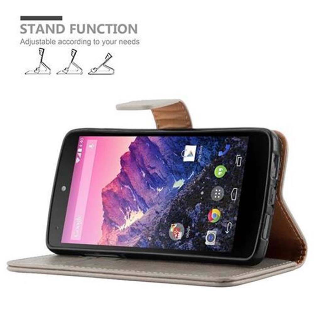 Cadorabo Hülle für LG Google NEXUS 5 Schutzhülle in Braun Handyhülle Book Tasche Case Etui Luxury