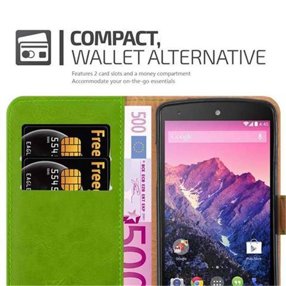 Cadorabo Hülle für LG Google NEXUS 5 Schutzhülle in Grün Handyhülle Book Tasche Case Etui Luxury