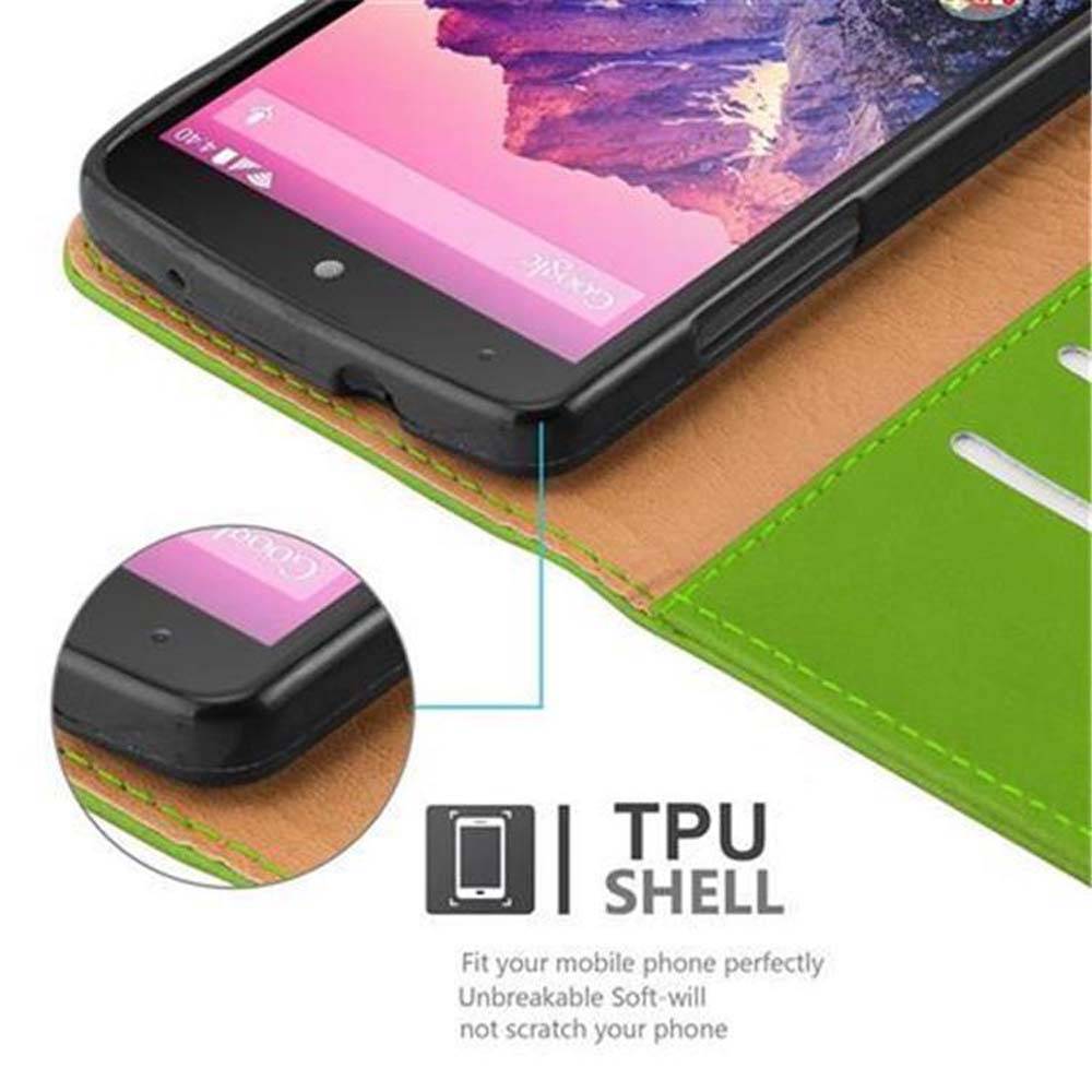 Cadorabo Hülle für LG Google NEXUS 5 Schutzhülle in Grün Handyhülle Book Tasche Case Etui Luxury