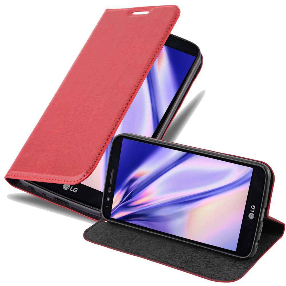 Cadorabo Hülle für LG STYLUS 3 Schutz Hülle in Rot Handyhülle Etui Case Cover Magnetverschluss