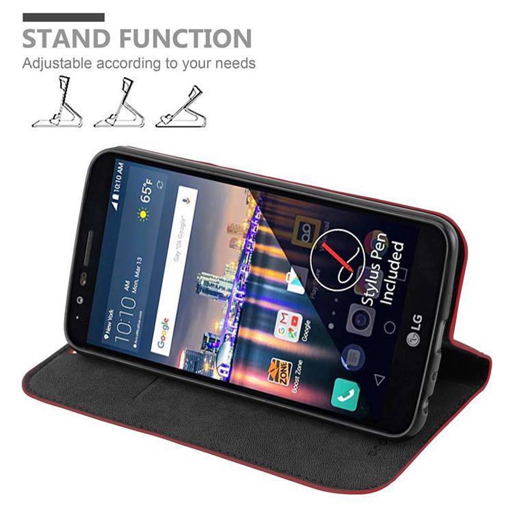 Cadorabo Hülle für LG STYLUS 3 Schutz Hülle in Rot Handyhülle Etui Case Cover Magnetverschluss