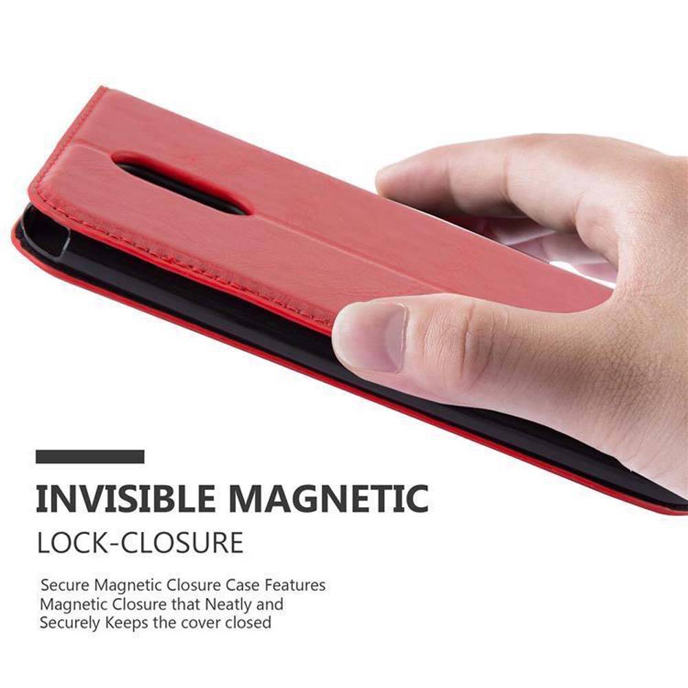 Cadorabo Hülle für LG STYLUS 3 Schutz Hülle in Rot Handyhülle Etui Case Cover Magnetverschluss