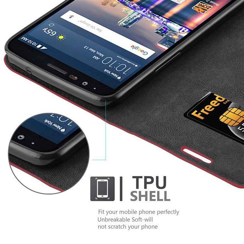 Cadorabo Hülle für LG STYLUS 3 Schutz Hülle in Rot Handyhülle Etui Case Cover Magnetverschluss