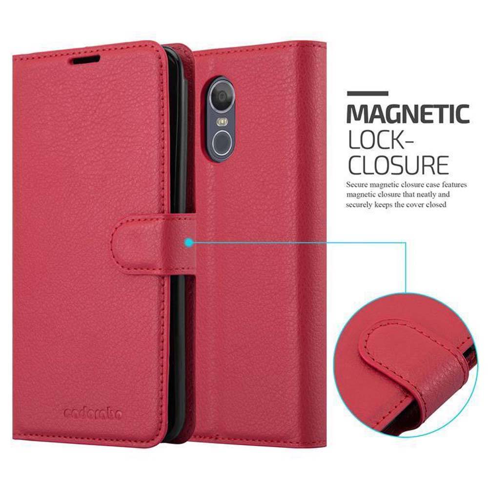 Cadorabo Hülle für LG STYLUS 3 Schutz Hülle in Rot Handyhülle Etui Case Cover Magnetverschluss