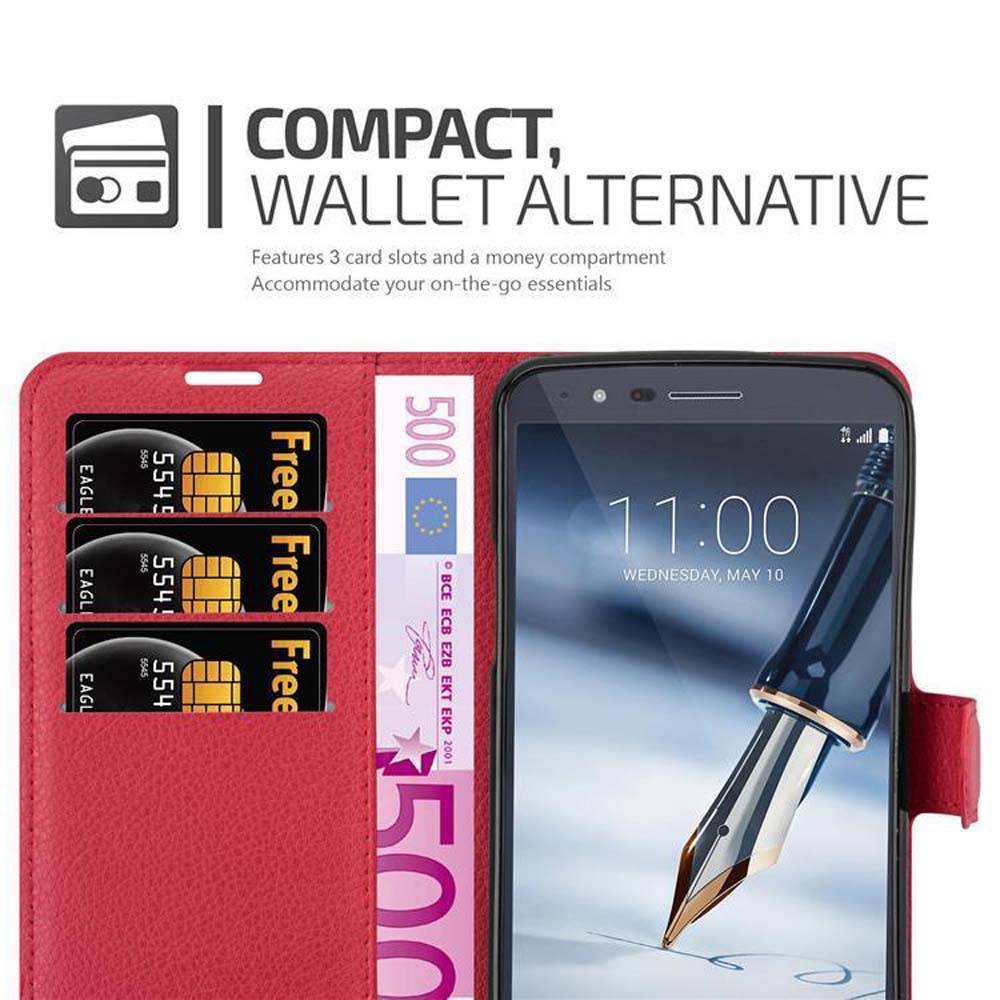 Cadorabo Hülle für LG STYLUS 3 Schutz Hülle in Rot Handyhülle Etui Case Cover Magnetverschluss
