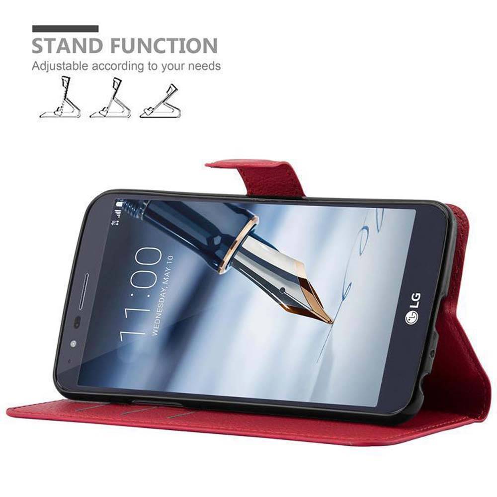 Cadorabo Hülle für LG STYLUS 3 Schutz Hülle in Rot Handyhülle Etui Case Cover Magnetverschluss