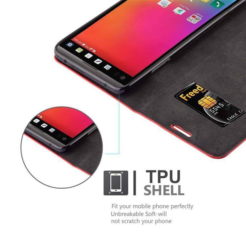 Cadorabo Hülle für LG V20 Schutz Hülle in Rot Handyhülle Etui Case Cover Magnetverschluss