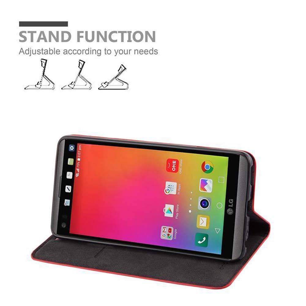 Cadorabo Hülle für LG V20 Schutz Hülle in Rot Handyhülle Etui Case Cover Magnetverschluss