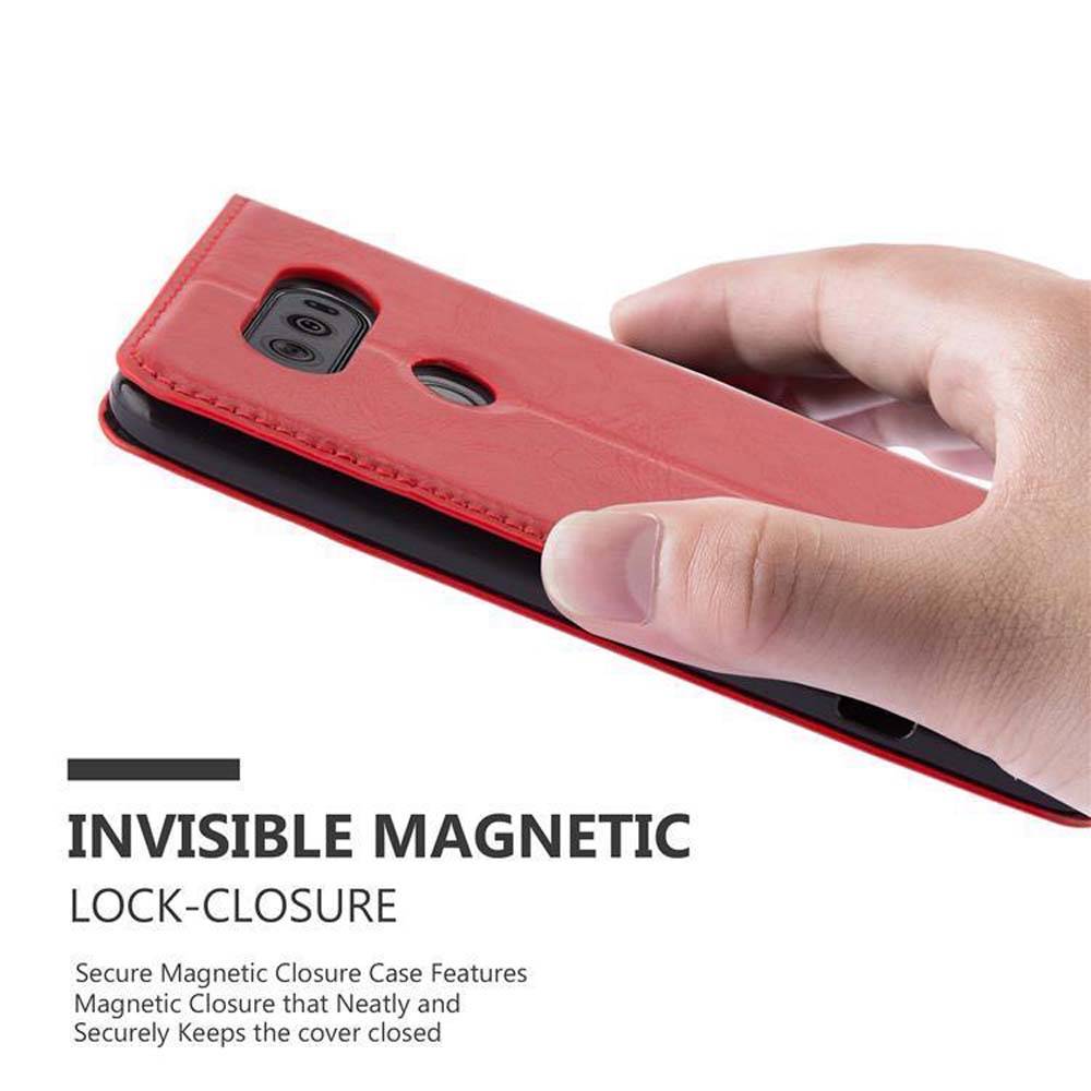 Cadorabo Hülle für LG V20 Schutz Hülle in Rot Handyhülle Etui Case Cover Magnetverschluss