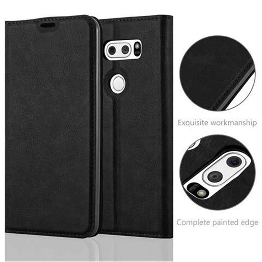 Cadorabo Hülle für LG V30 / V30+ / V30S / V30S+ Schutz Hülle in Schwarz Handyhülle Etui Case Cover Magnetverschluss