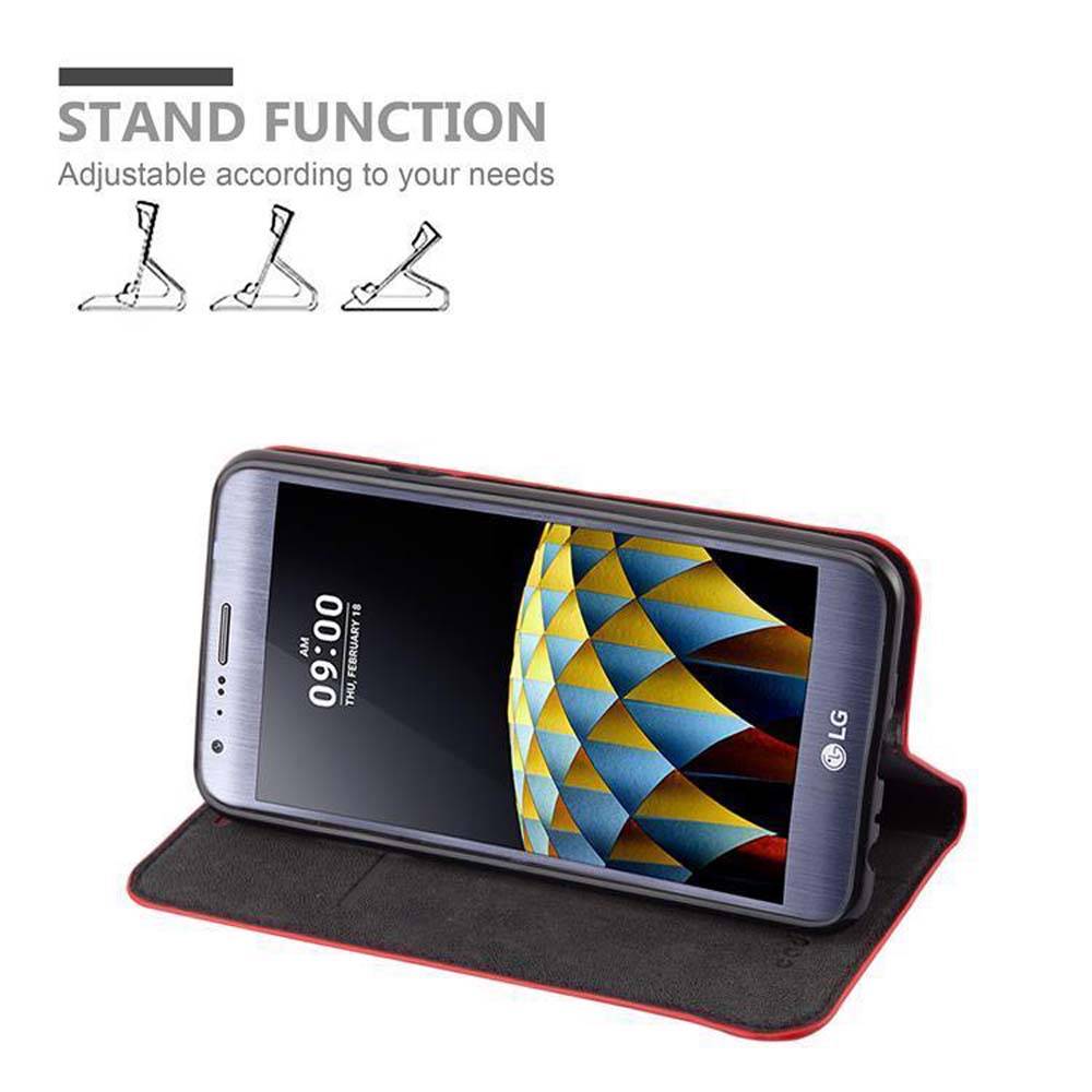 Cadorabo Hülle für LG X CAM Schutz Hülle in Rot Handyhülle Etui Case Cover Magnetverschluss