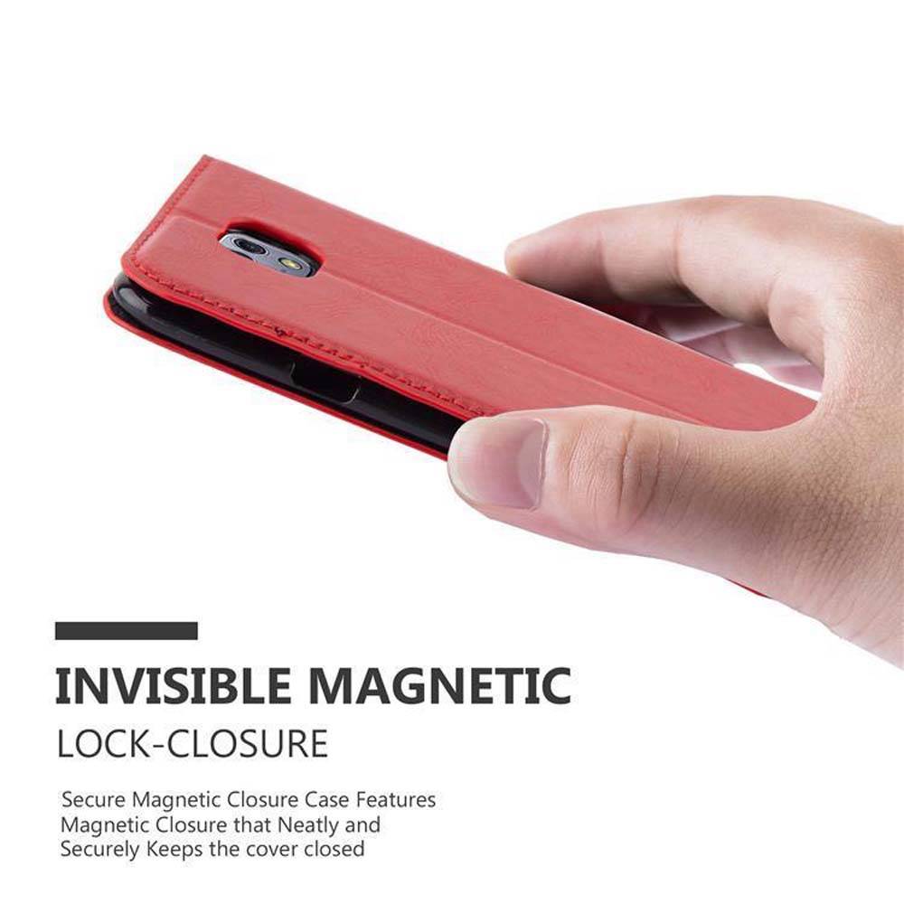 Cadorabo Hülle für LG X CAM Schutz Hülle in Rot Handyhülle Etui Case Cover Magnetverschluss