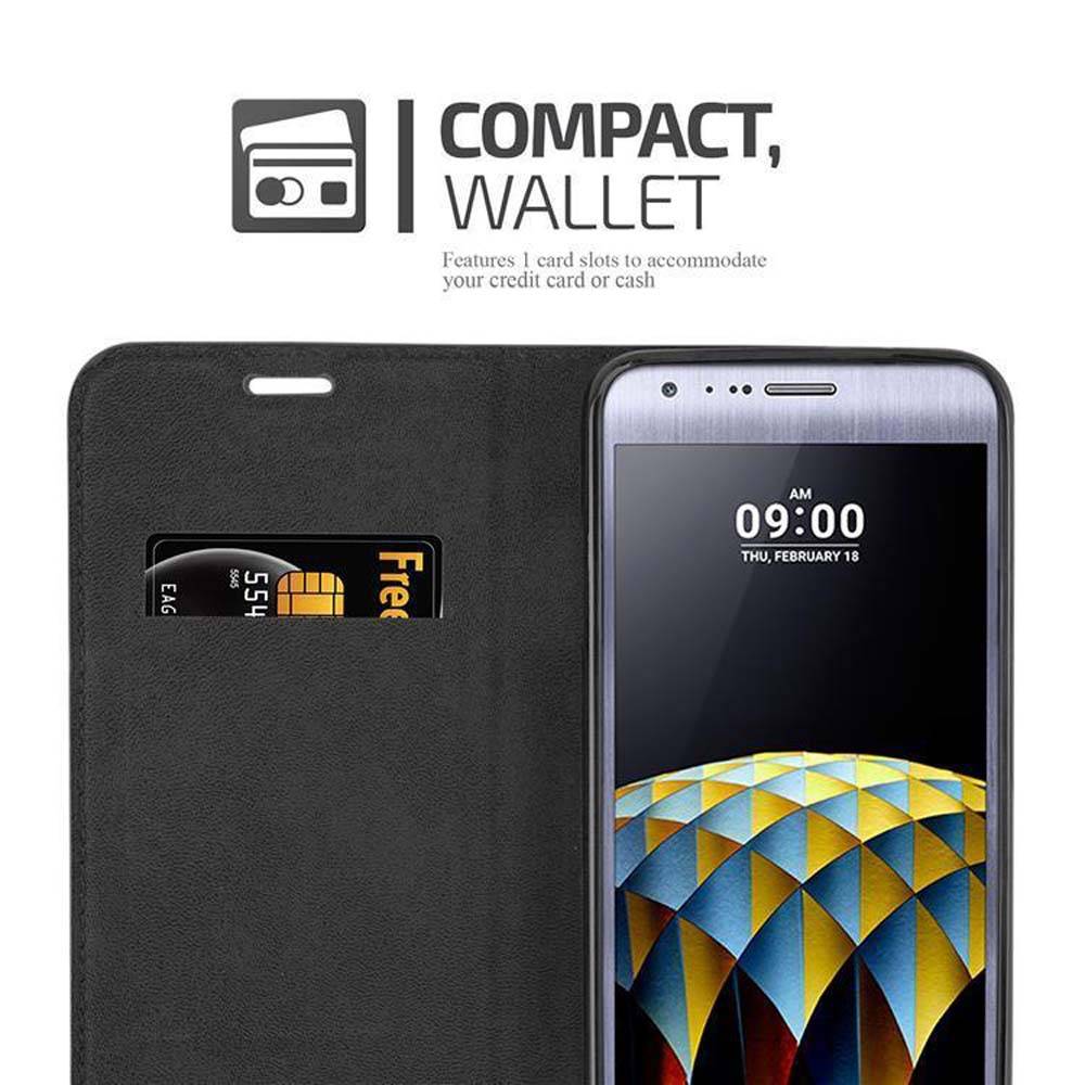 Cadorabo Hülle für LG X CAM Schutz Hülle in Rot Handyhülle Etui Case Cover Magnetverschluss