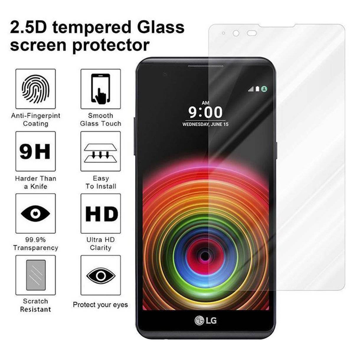 Cadorabo Schutzglas Panzer Folie (Tempered) Display-Schutzglas mit 3D Touch<br/>kompatibel mit LG X POWER<br/>kristall klar