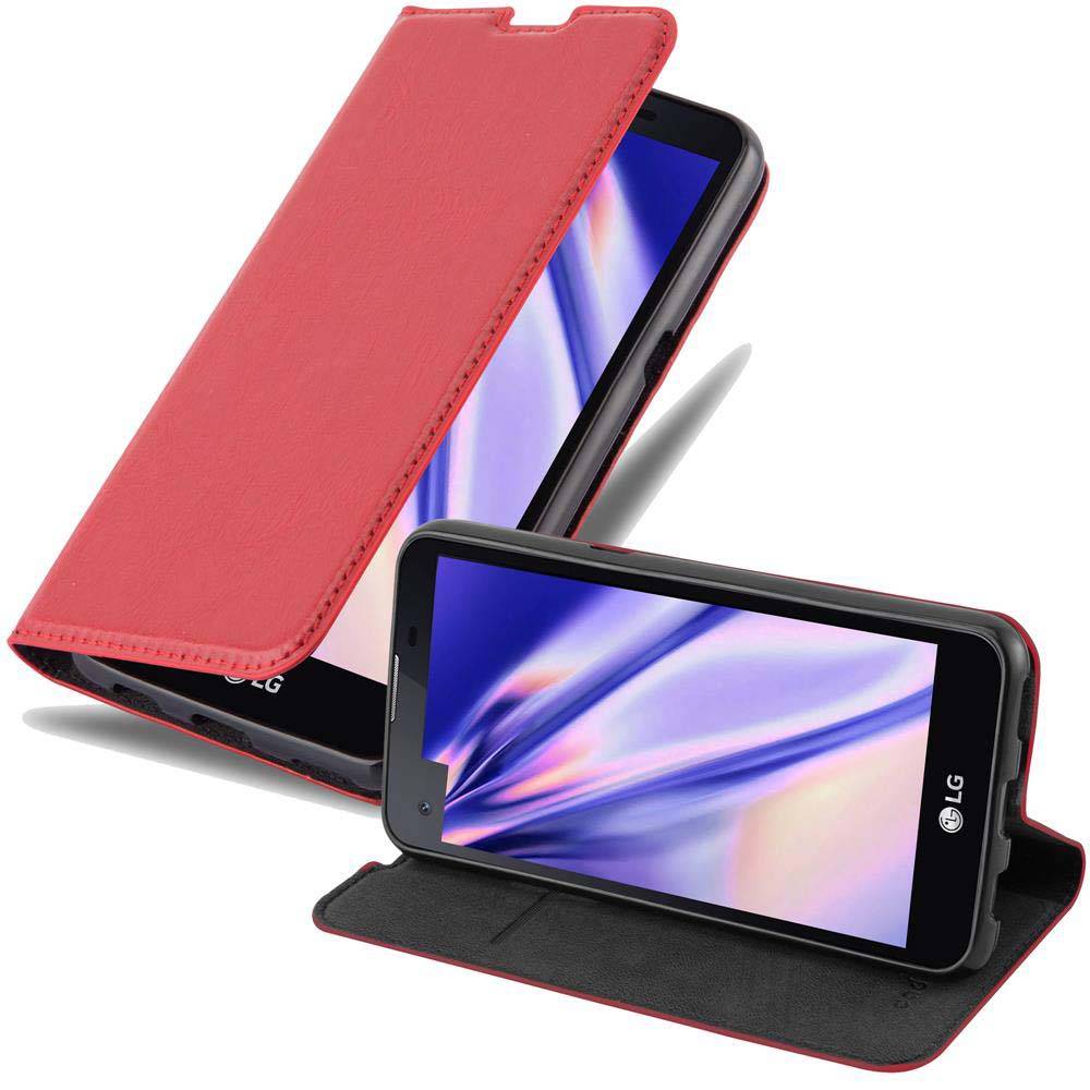 Cadorabo Hülle für LG X SCREEN Schutz Hülle in Rot Handyhülle Etui Case Cover Magnetverschluss
