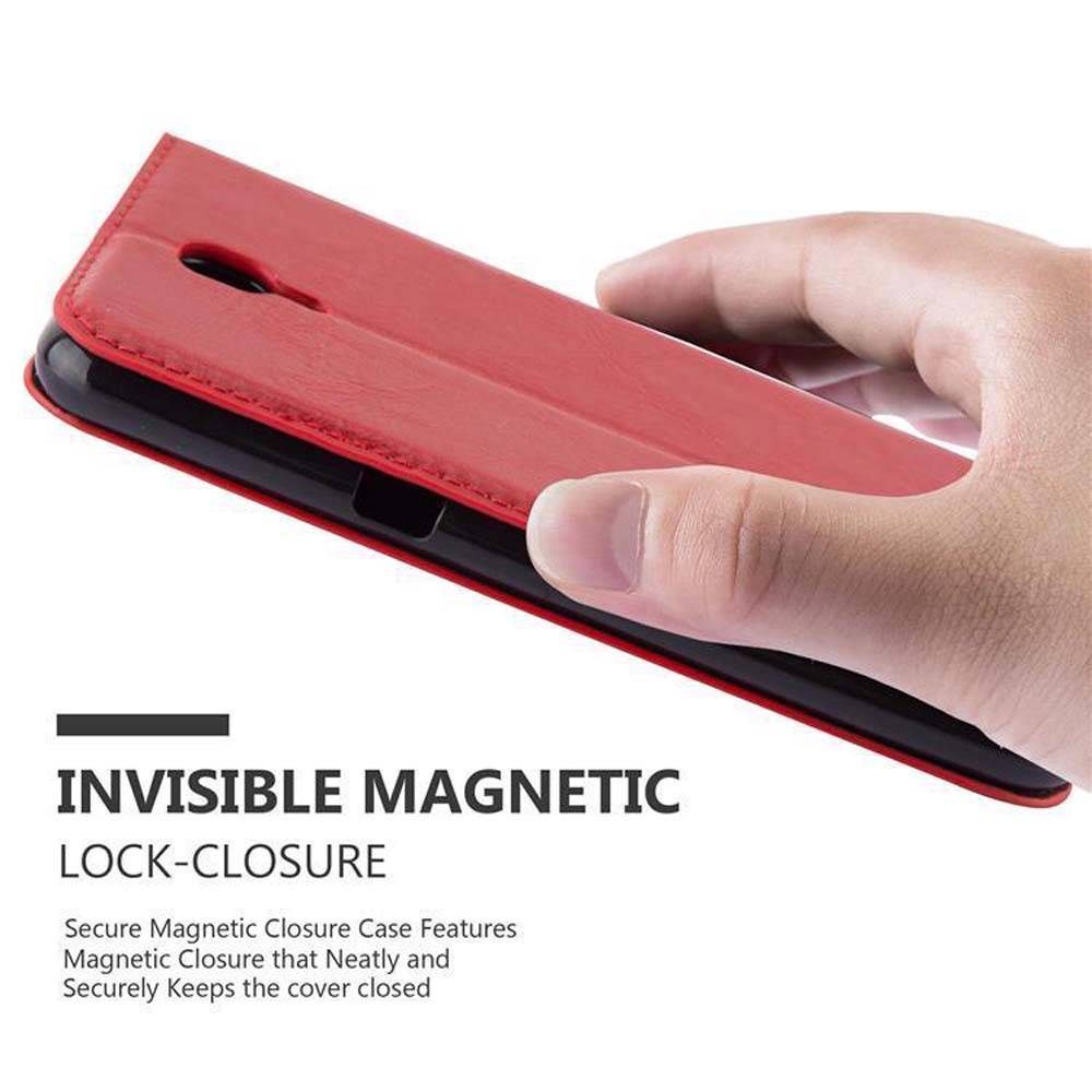 Cadorabo Hülle für LG X SCREEN Schutz Hülle in Rot Handyhülle Etui Case Cover Magnetverschluss