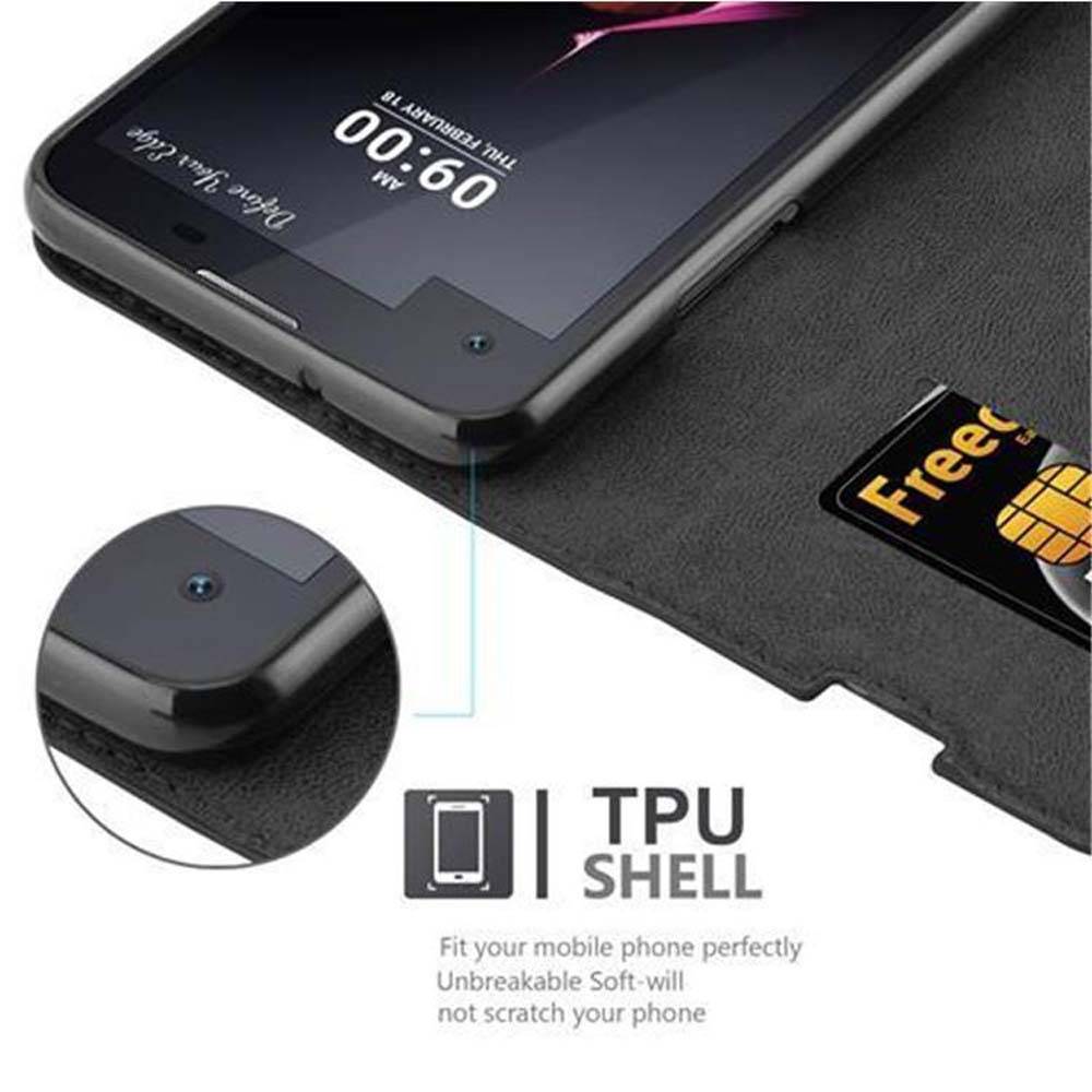 Cadorabo Hülle für LG X SCREEN Schutz Hülle in Schwarz Handyhülle Etui Case Cover Magnetverschluss