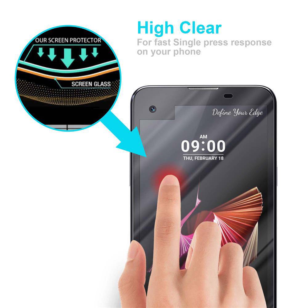 Cadorabo Panzer Folie für LG X SCREEN Schutzfolie in Transparent Gehärtetes Tempered Display-Schutzglas