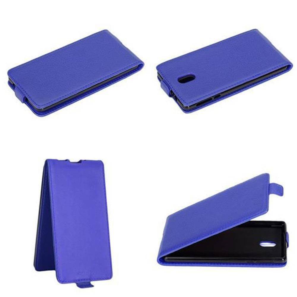 Cadorabo Hülle für Nokia 3 2017 Schutzhülle in Blau Flip Handyhülle Case Cover Etui Kunstleder