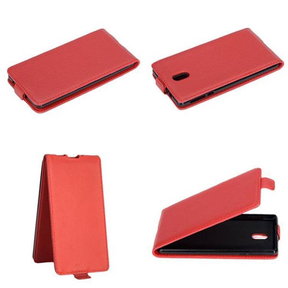Cadorabo Hülle für Nokia 3 2017 Schutzhülle in Rot Flip Handyhülle Case Cover Etui Kunstleder