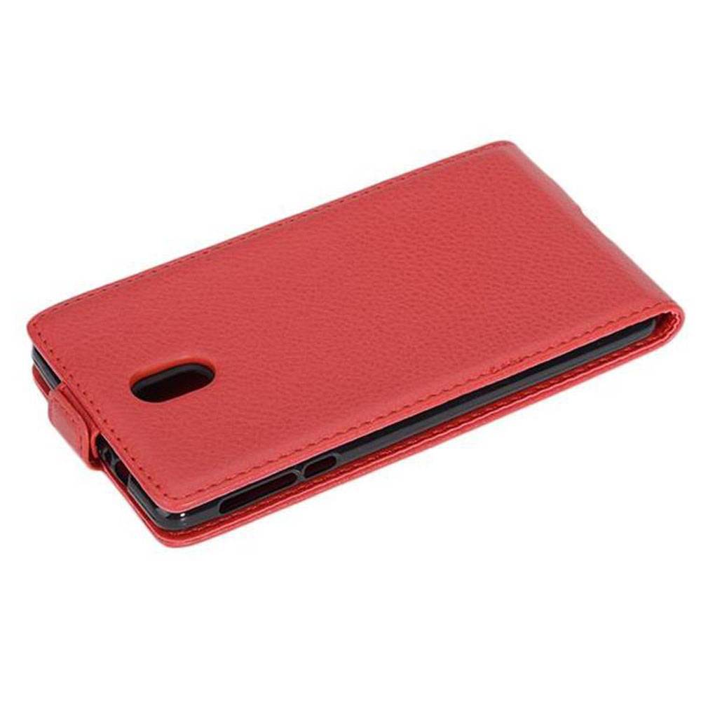 Cadorabo Hülle für Nokia 3 2017 Schutzhülle in Rot Flip Handyhülle Case Cover Etui Kunstleder
