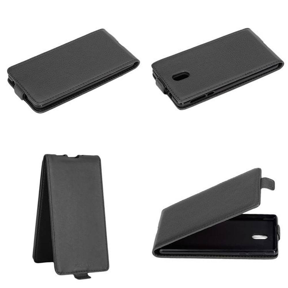 Cadorabo Hülle für Nokia 3 2017 Schutzhülle in Schwarz Flip Handyhülle Case Cover Etui Kunstleder