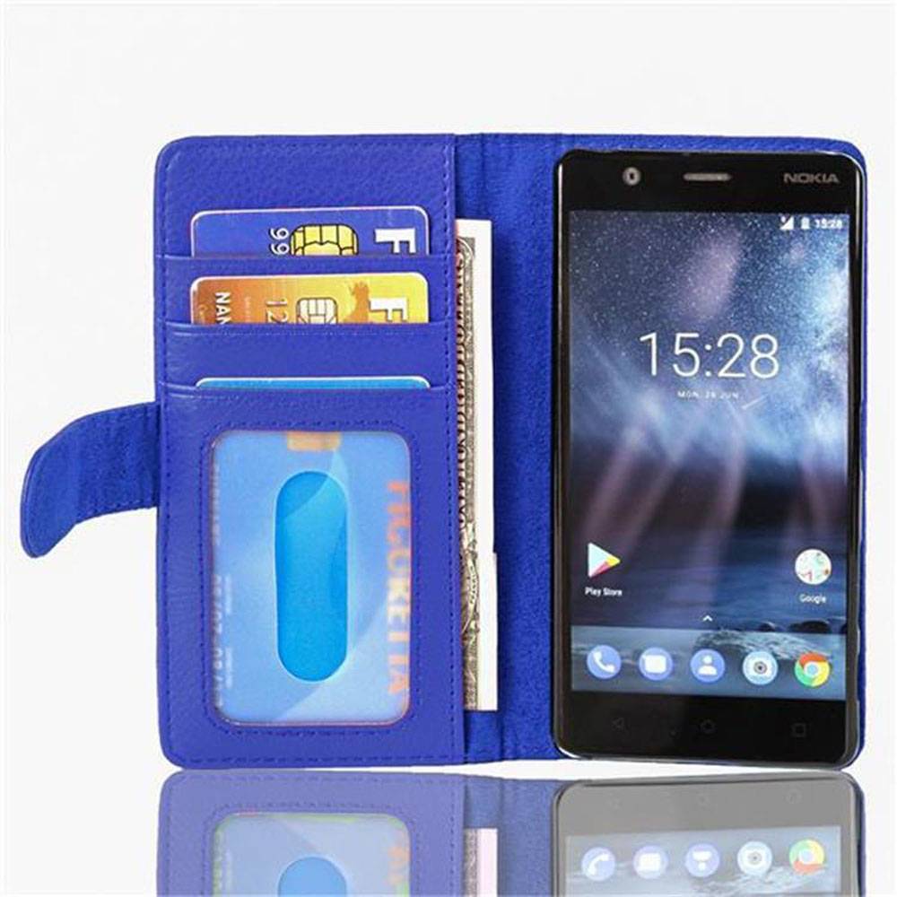 Cadorabo Hülle für Nokia 3 2017 in Blau Backcover Handy Schutz Hülle Book Case Booklet Kartenfächer