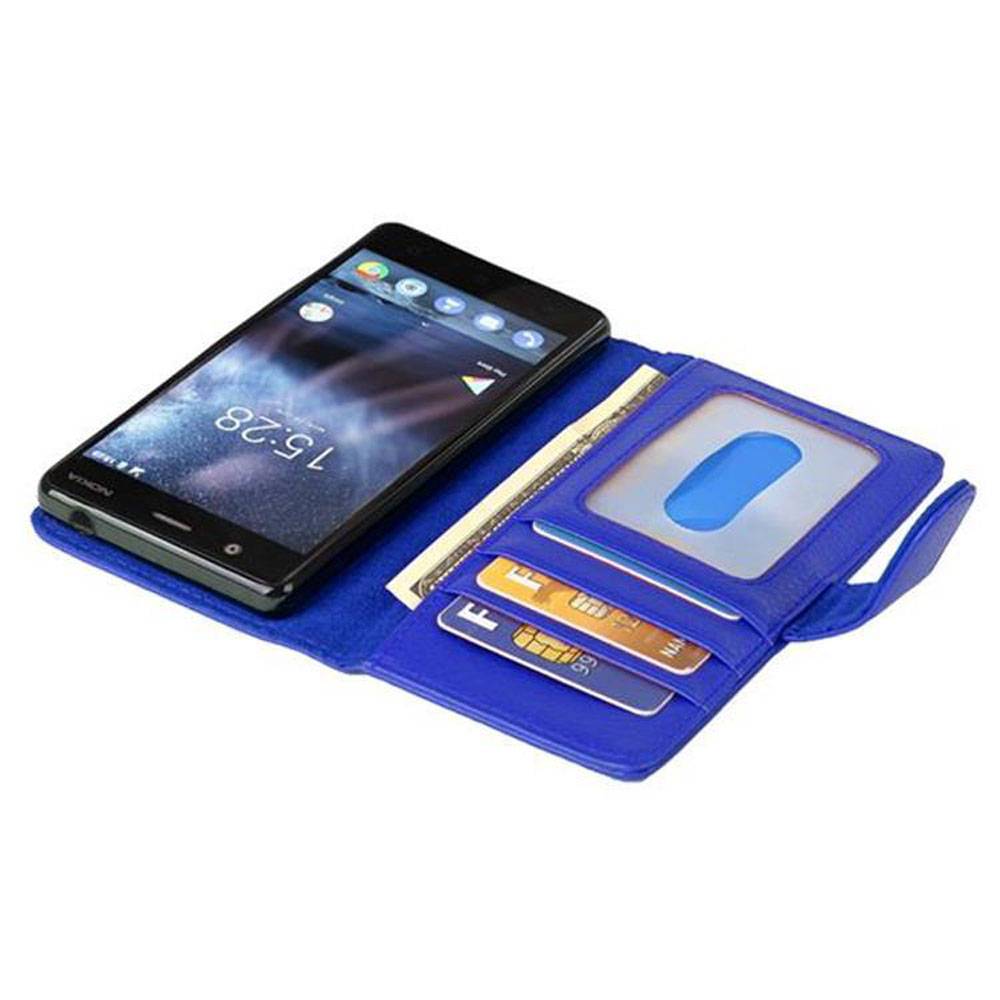 Cadorabo Hülle für Nokia 3 2017 in Blau Backcover Handy Schutz Hülle Book Case Booklet Kartenfächer