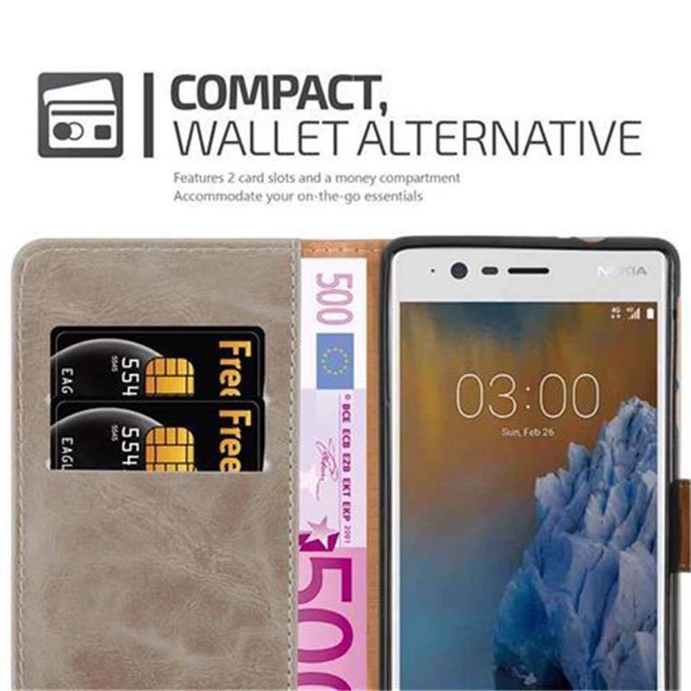 Cadorabo Hülle für Nokia 3 2017 Schutzhülle in Braun Handyhülle Book Tasche Case Etui Luxury