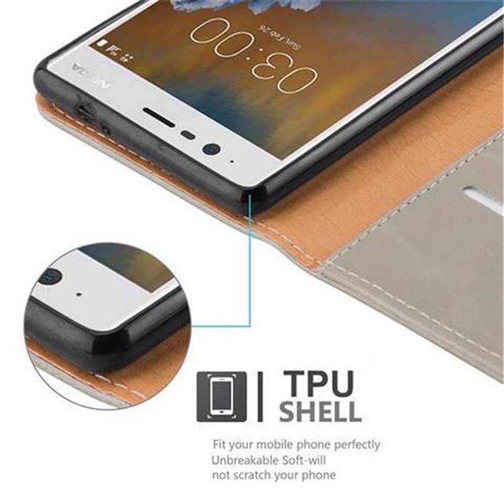 Cadorabo Hülle für Nokia 3 2017 Schutzhülle in Braun Handyhülle Book Tasche Case Etui Luxury