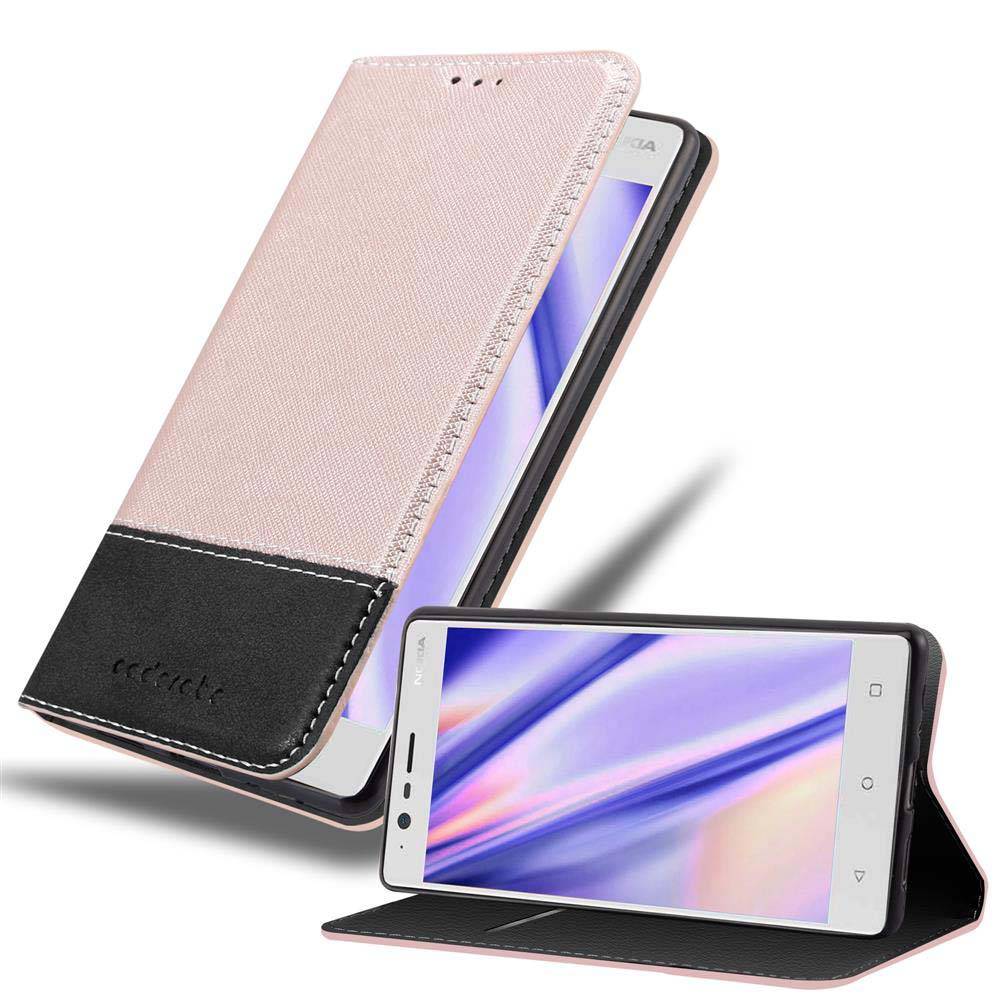 Cadorabo Hülle für Nokia 3 2017 Schutzhülle in Rosa SHandyhülle Book Case Etui Kunstleder