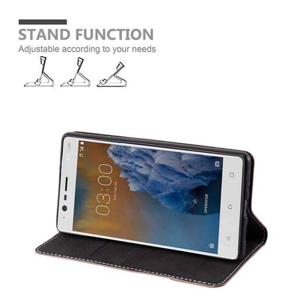 Cadorabo Hülle für Nokia 3 2017 Schutzhülle in Rosa SHandyhülle Book Case Etui Kunstleder