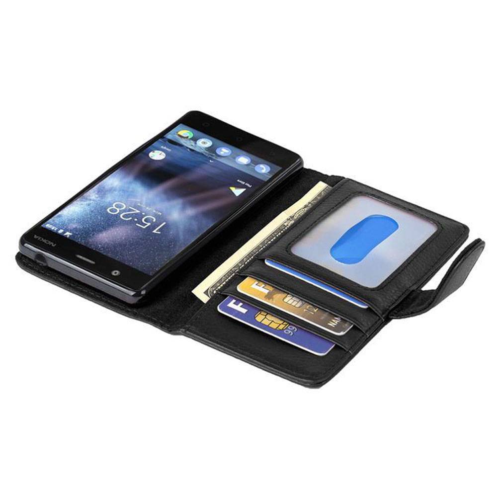 Cadorabo Hülle für Nokia 3 2017 in Schwarz Backcover Handy Schutz Hülle Book Case Booklet Kartenfächer