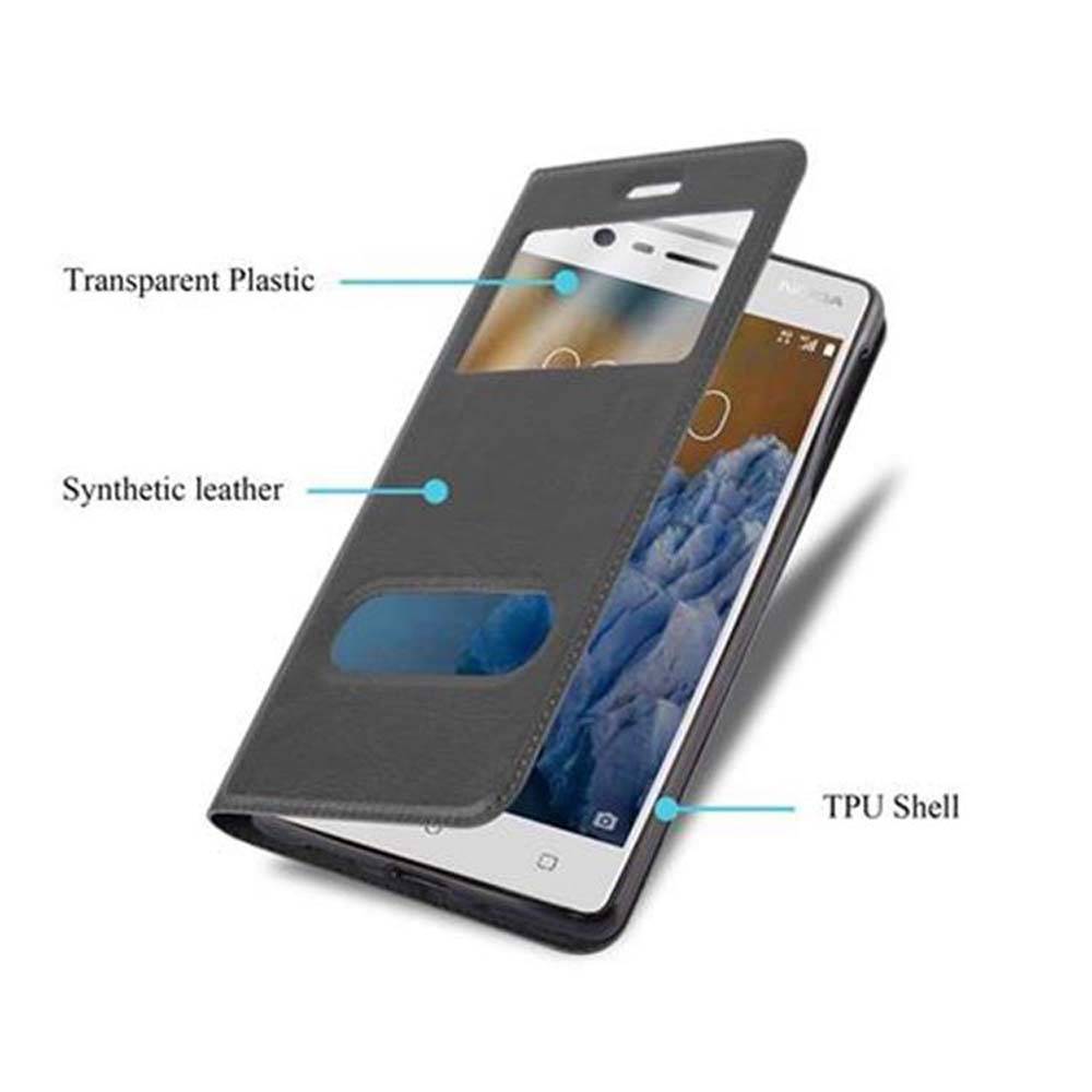 Cadorabo Schutzhülle für Nokia 3 2017 Hülle in Schwarz Handyhülle Book Case Cover Etui