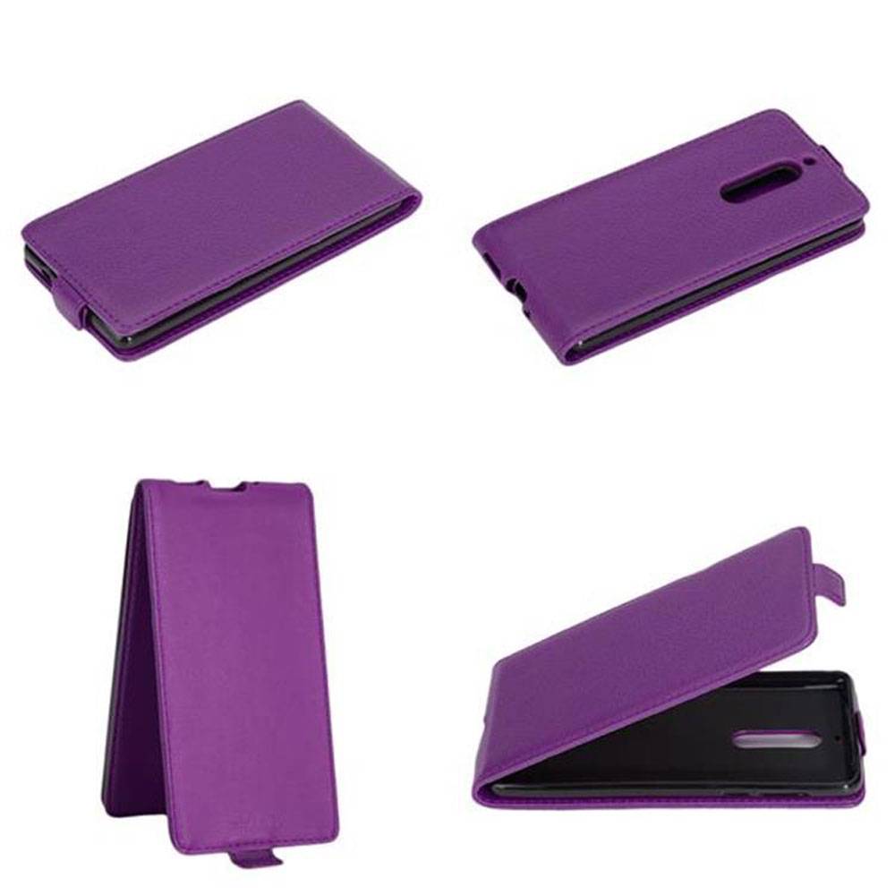 Cadorabo Hülle für Nokia 5 2017 Schutzhülle in Lila Flip Handyhülle Case Cover Etui Kunstleder