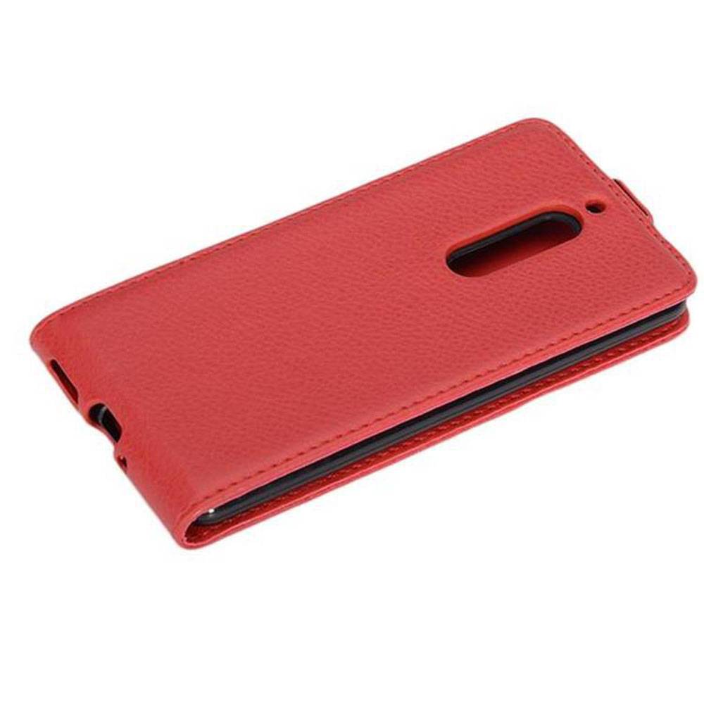 Cadorabo Hülle für Nokia 5 2017 Schutzhülle in Rot Flip Handyhülle Case Cover Etui Kunstleder