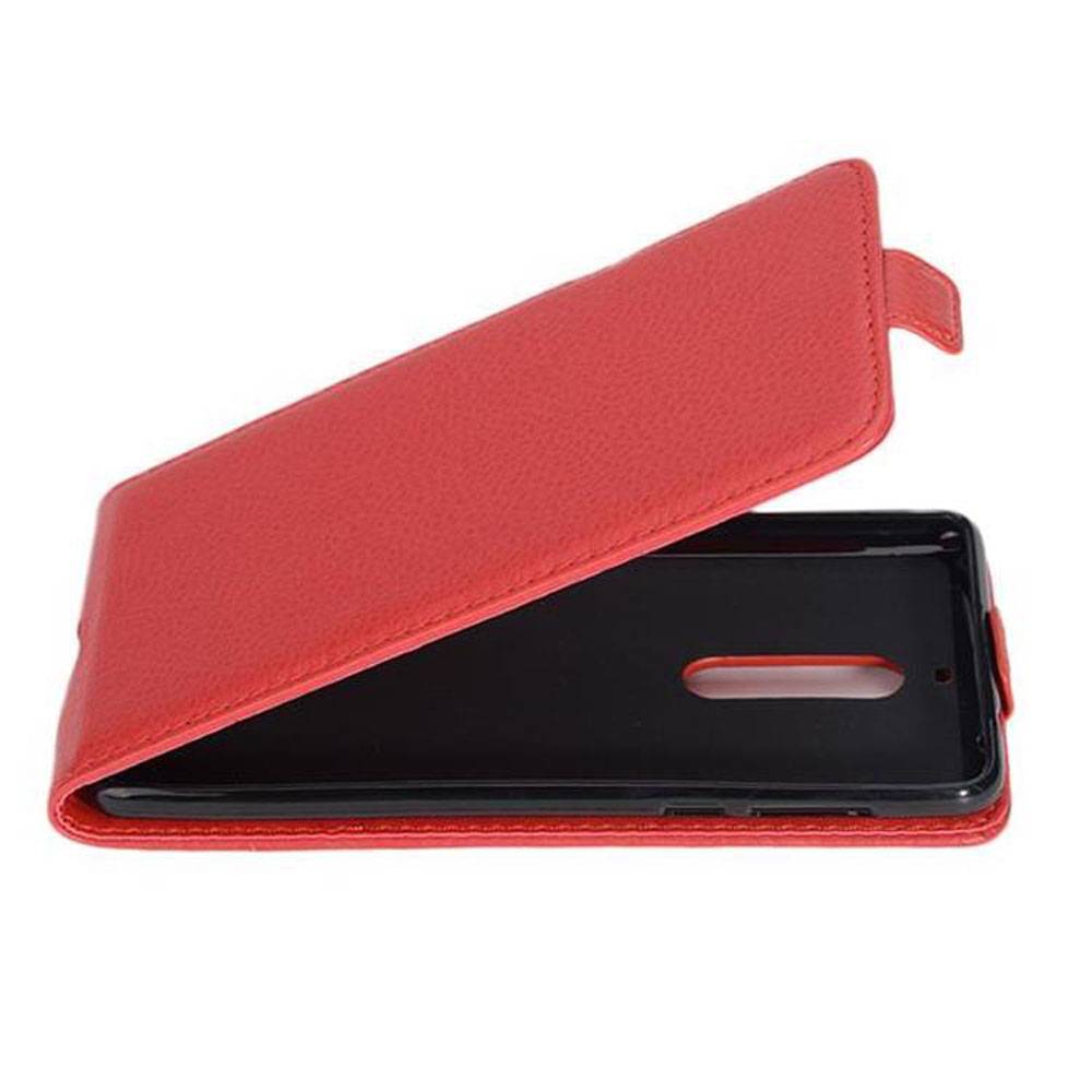 Cadorabo Hülle für Nokia 5 2017 Schutzhülle in Rot Flip Handyhülle Case Cover Etui Kunstleder