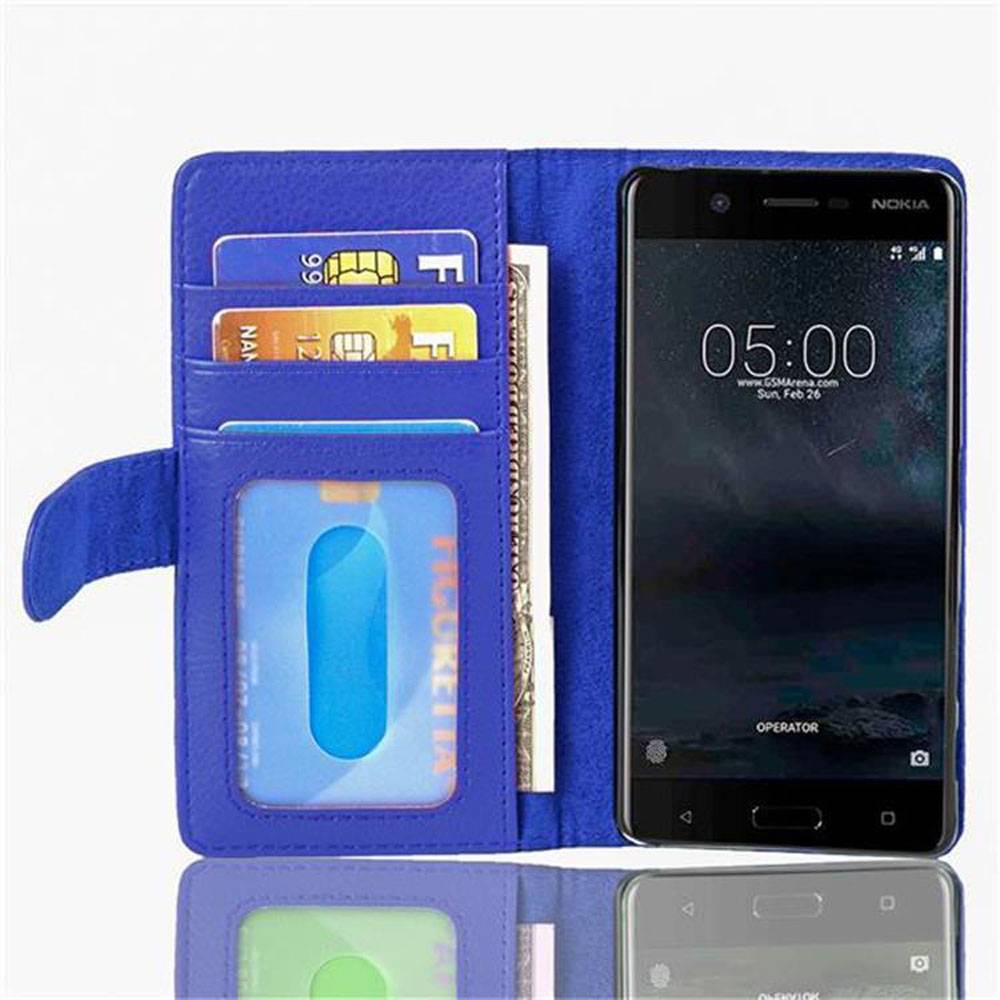 Cadorabo Hülle für Nokia 5 2017 in Blau Backcover Handy Schutz Hülle Book Case Booklet Kartenfächer