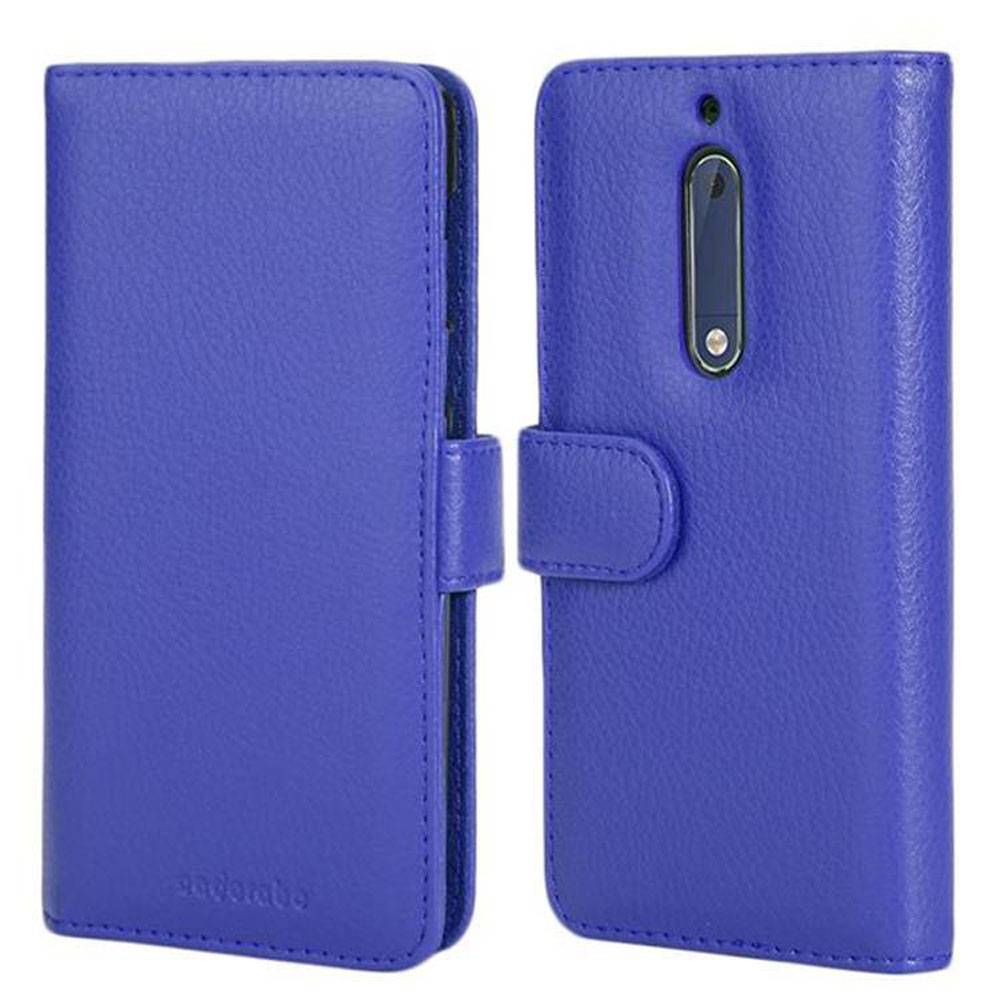 Cadorabo Hülle für Nokia 5 2017 in Blau Backcover Handy Schutz Hülle Book Case Booklet Kartenfächer